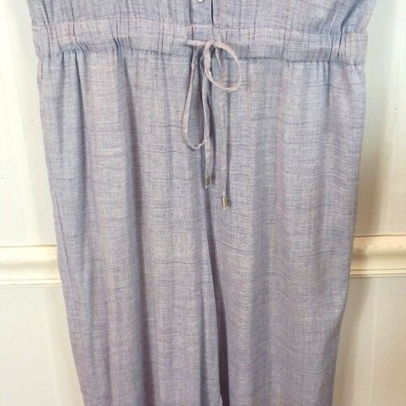 Jones New York wide leg cropped blue v-neck drawstring waist jumpsuit size large - Picture 4 of 13